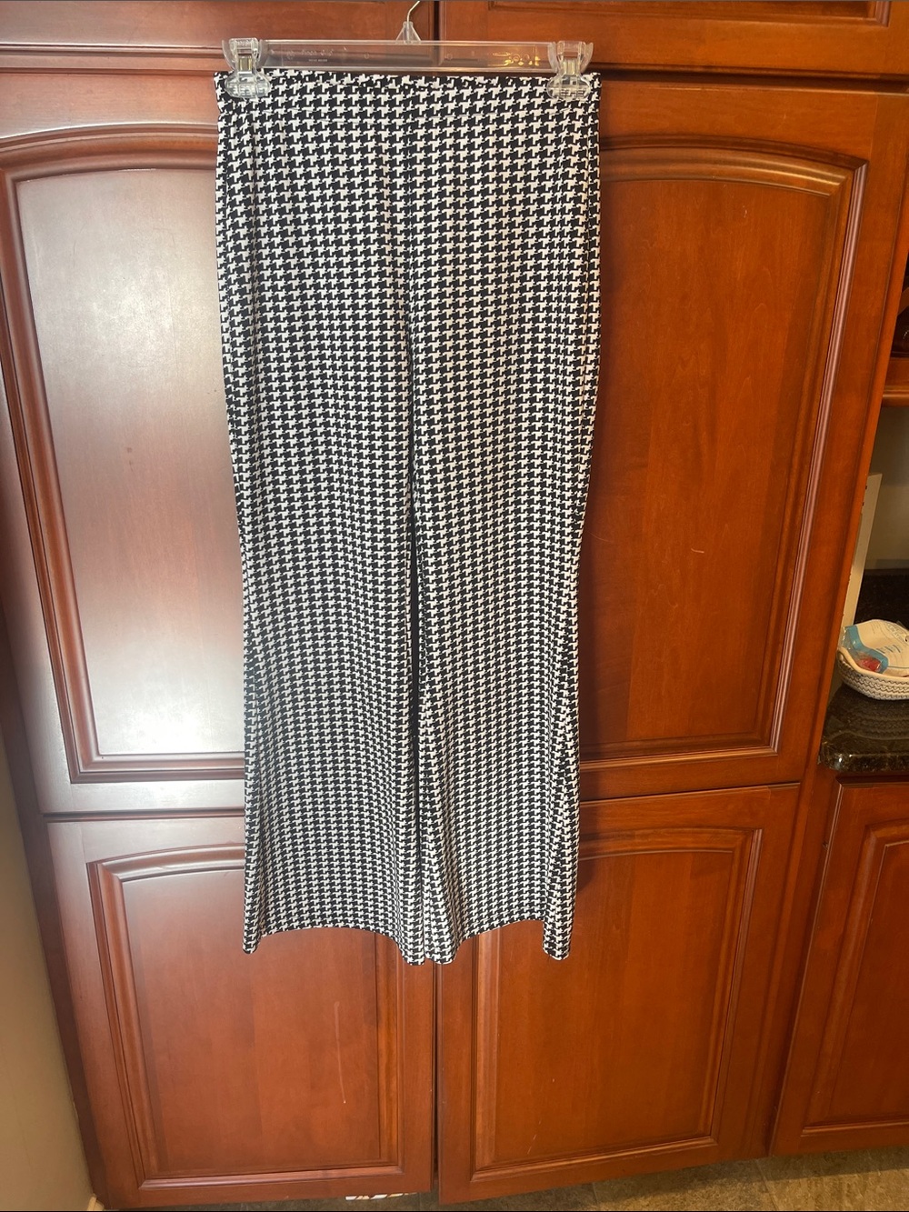 SHEIN Black & White Houndstooth Wide-Leg Pants